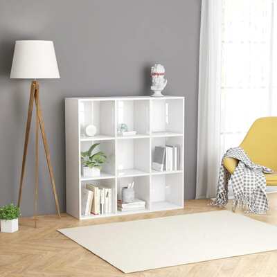 Book Cabinet High Gloss White 98x30x98 cm Chipboard