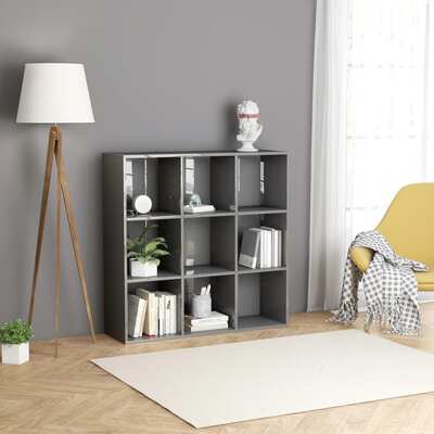 Book Cabinet High Gloss Grey 98x30x98 cm Chipboard