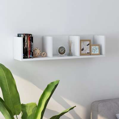 CD Wall Shelf White 75x18x18 cm Chipboard