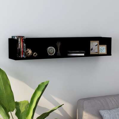 CD Wall Shelf Black 100x18x18 cm Chipboard