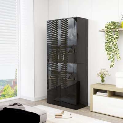 Shoe Cabinet High Gloss Black 80x39x178 cm Chipboard