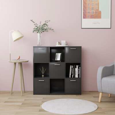 Book Cabinet Grey 90x30x90 cm Chipboard