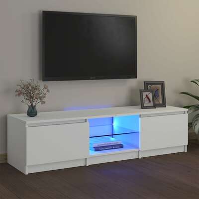 TV Cabinet with LED Lights White 