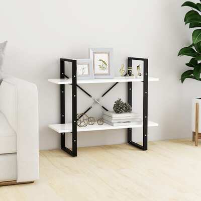 Wall Book Cabinet 2-Tier White Chipboard