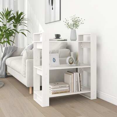 Book Cabinet/Room Divider White Solid Wood Pine