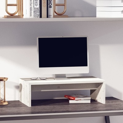 Monitor Stand White Solid Wood Pine