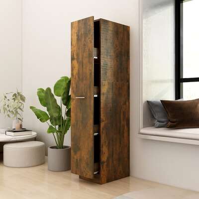 Stylish and Durable Apothecary Cabinets: Smoked Oak Engineered Wood Designs