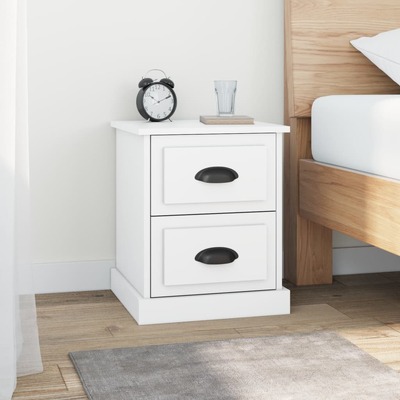 Dual Luminance: Set of 2 White Engineered Wood Bedside Cabinets