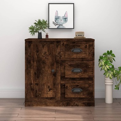 Modern Smoked Oak Engineered Wood Sideboard: Functional and Chic