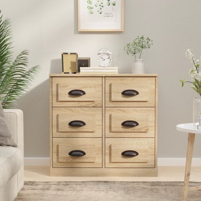 Elegant Ivory Engineered Wooden Sideboard Sonoma Oak