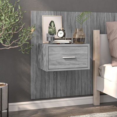 Wall Bedside Cabinet Grey Sonoma Engineered