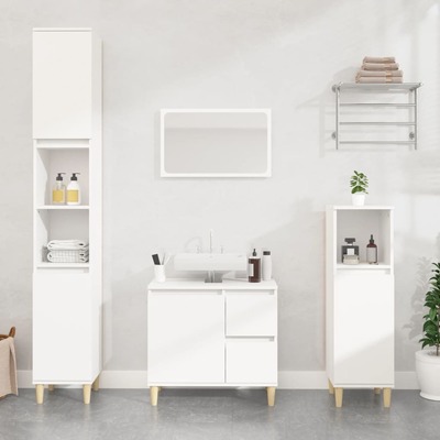 Pure White Engineered Wood Vanity Organizer for Bathrooms