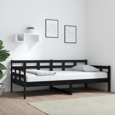 Day Bed Black Solid Wood Pine