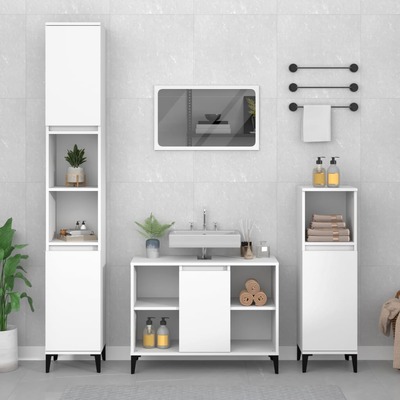 White Tinted Engineered Wooden Basin Organizer