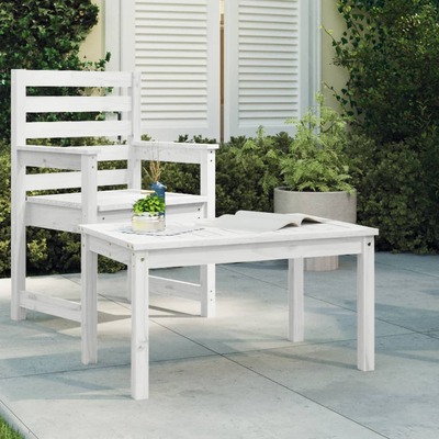 Ivory Serenade: White Pine Wood Garden Table Inviting Nature's Harmony