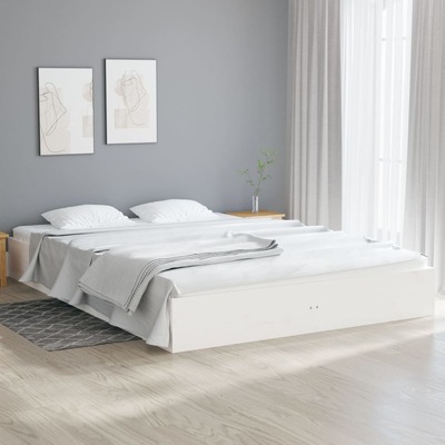 Elegant White King Bed Frame - Solid Wood Beauty