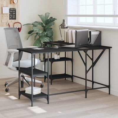 Desk Black Engineered Wood