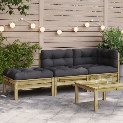 Garden Sofa with Cushions and Footstool 2 Seater