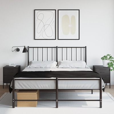 Elegant Black Steel Bedside Cabinets: Perfect 2-Piece Set for Any Room