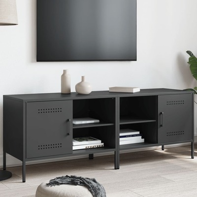 Durable & Elegant 2-Piece Black Steel TV Cabinet Set  Perfect for Modern Homes