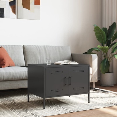 Sleek Black Coffee Table in Cold-Rolled Steel  Modern Elegance