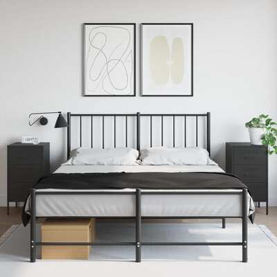 2-Piece Black Bedside Cabinets - Cold-Rolled Steel