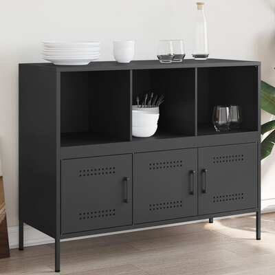 Durable Black Cold-Rolled Steel Sideboard  Elegant and Functional Design