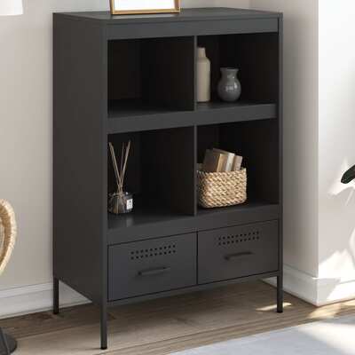 Modern Highboard in Sleek Black Cold-Rolled Steel: A Stylish Storage Solution