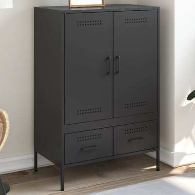 Highboard Black Cold-Rolled Steel  Elegant and Durable Design