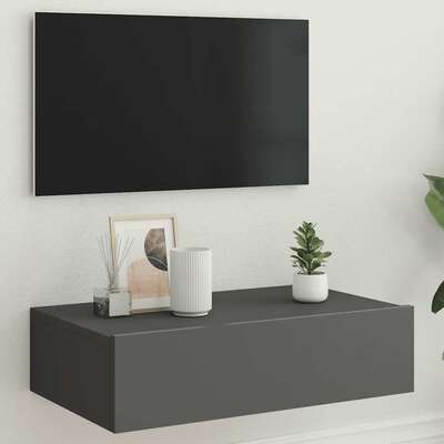 Sleek and Modern Grey TV Cabinet with Built-In LED Lights