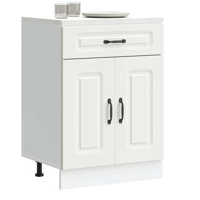 Kitchen Corner Base Cabinet Kalmar White Engineered Wood - Durable