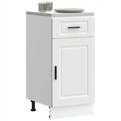 Kitchen Base Cabinet "Porto" White Engineered Wood sink base cabinet