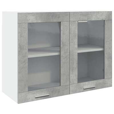 Hanging Glass Cabinet Concrete Grey - Sleek & Functional - Comfy & Chic