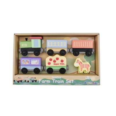 7pc Sundae Wooden Farm Train/Animal Set Kids/Childrens Toy 18M+