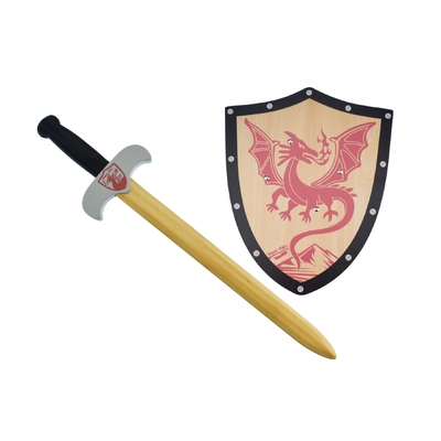 Wooden Medieval Sword & Shield Dragon Kids/Childrens Toy 3Y+