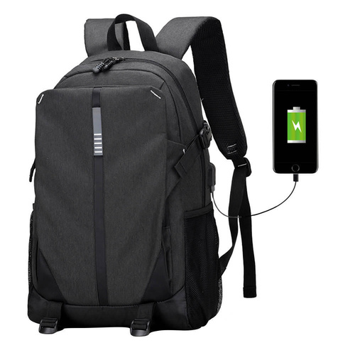 Ultra Smart Tech2Go Rechargable Large Laptop Backpack USB Charging Port Black