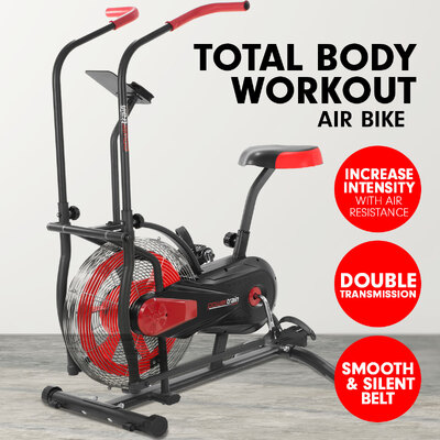 Air Resistance Fan Exercise Bike for Cardio - Red