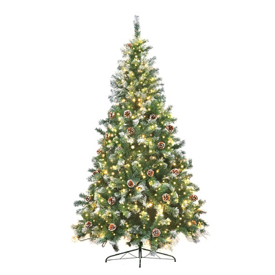 2.7m Pre Lit LED Christmas Tree with Pine Cones