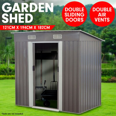 Garden Shed Flat 4ft x 6ft Outdoor Storage Shelter - Grey