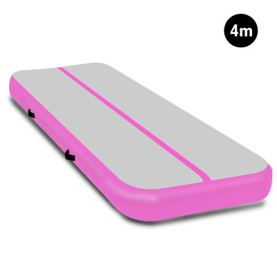 4m X 2m Inflatable Air Track Floor Exercise Gymnastics Tumbling Mat - Grey Pink