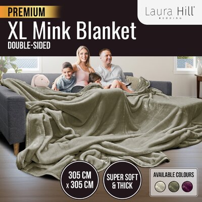 Xl Mink Blanket Double-Sided 305X305Cm Bed Oversized Throw Rug Olive