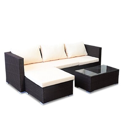 5pc Modular Outdoor Lounge Set PE Rattan - Brown