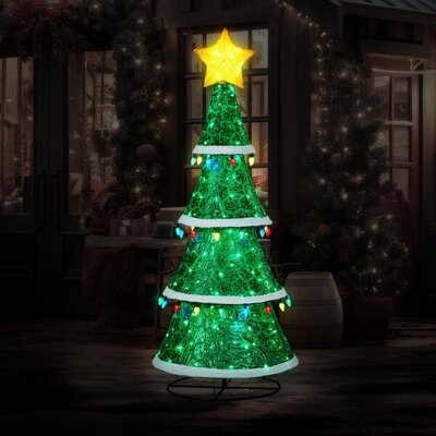 Indoor/Outdoor Tiered Christmas Tree with Lights - 205cm