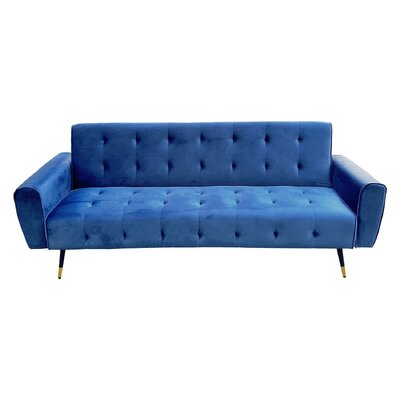 Ava Tufted Velvet Sofa Bed by Sarantino - Blue