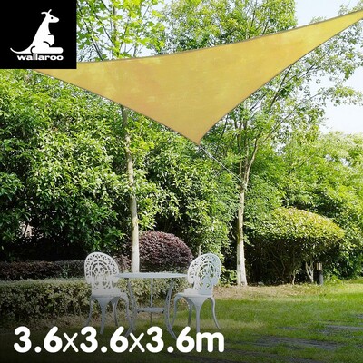 New Outdoor Sun Shade Sail Canopy - 3.6 X 3.6 X 3.6M Sand Cloth Triangle