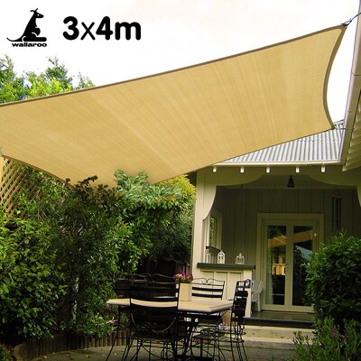 New Outdoor Sun Shade Sail Canopy - 3M X 4M Sand Cloth Rectangle