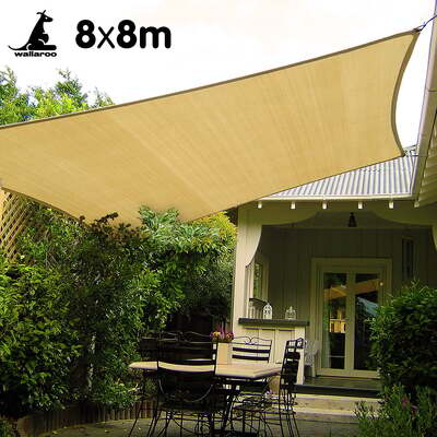 Rectangular Shade Sail 8m x 8m - Sand