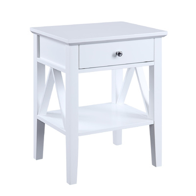 Greta Bedside Table with Drawer - White