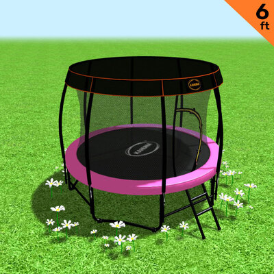 New Kids Gift 6ft Trampoline Free Safety Net Pad Roof Cover Spring Pink