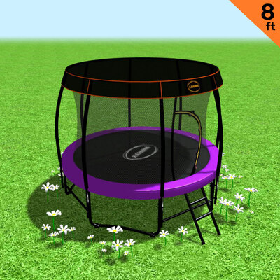 New Kids Gift 8ft Trampoline Free Safety Net Pad Roof Mat Purple